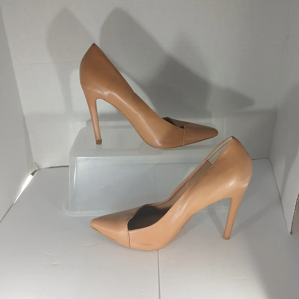 Express Pointed Toe Pumps 10 Tan Nude Stiletto Heels Office Siren Professional